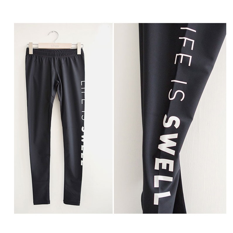 Quần bơi dài nữ, ôm vừa vặn (mẫu trơn và phối chữ) | BigBuy360 - bigbuy360.vn