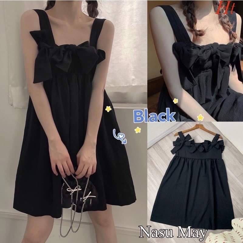 Váy xoè hai dây ba nơ HT12