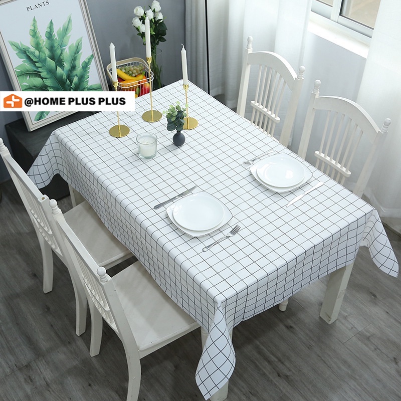 Khăn Trải Bàn Bằng Nhựa PVC Chống Thấm Nước / Dầu / Bụi Bẩn Họa Tiết Sọc Caro Tiện Dụng
