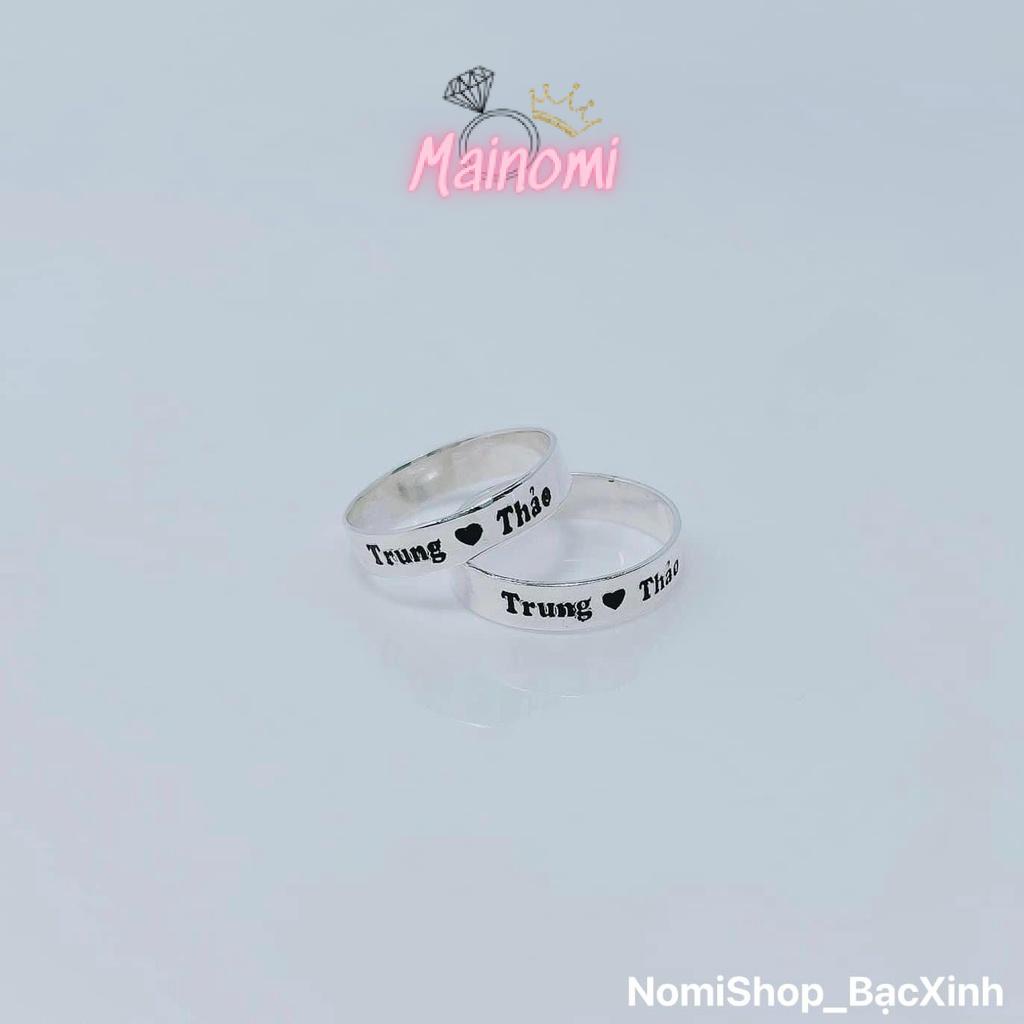 Nhẫn Khắc tên có thể làm mặt dây chuyền Mainomi Shop Bạc Xinh