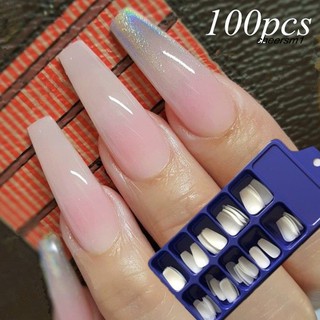 Hộp 100 móng tay giả trong suốt dùng để kàm móng đẹp