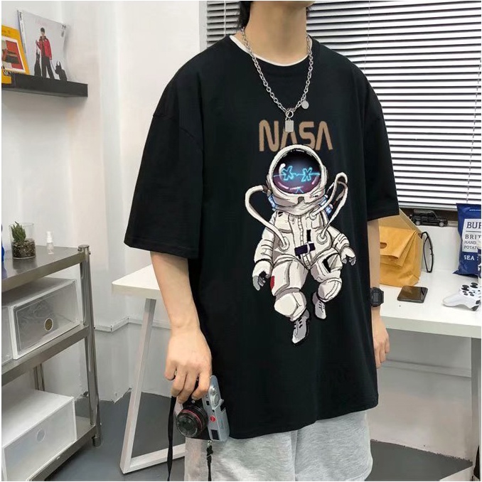 [Mẫu Mới] Áo Thun Nam Nữ Unisex Form Rộng Tay Lỡ Cổ Tròn Phối Họa Tiết Hoạt Hình In Chữ NASA zenkonu TOP NAM 178V2