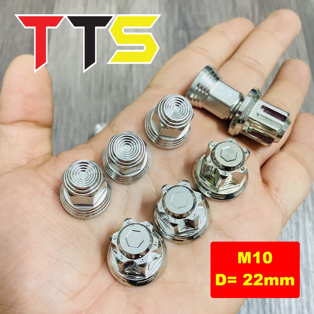 Tán inox lổ 10ly vành nhỏ V1, V2 sử dụng bắt cốt gắp các dòng xe WAVE, RS, WAVE S, FU 125, FU LED