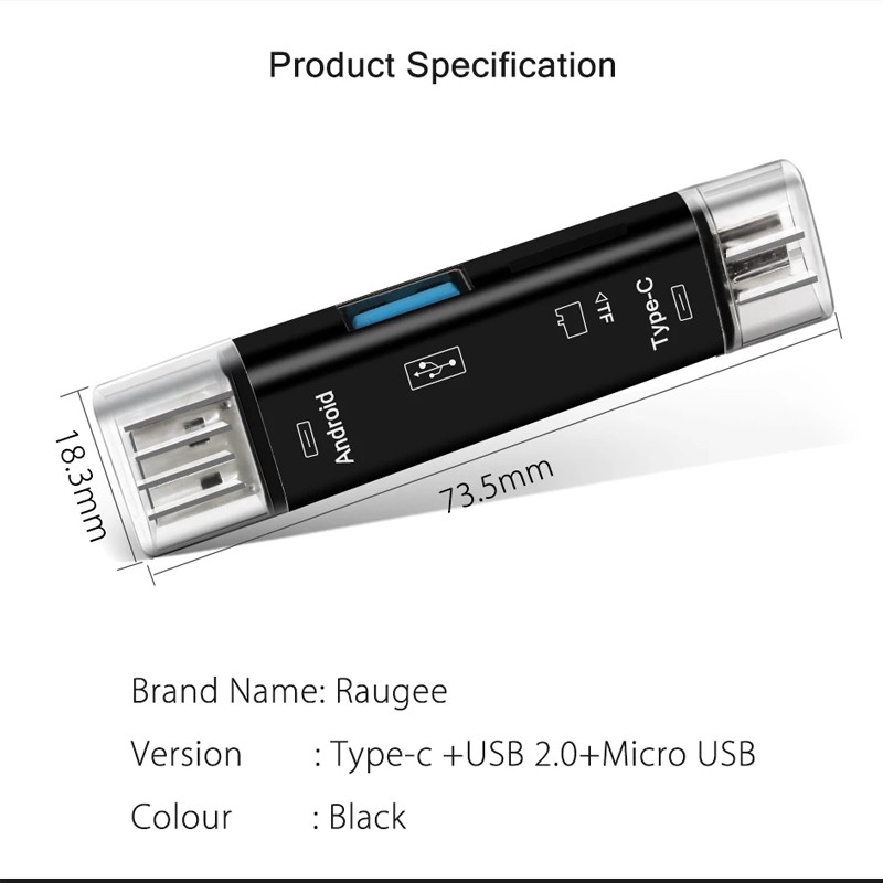 Đầu đọc thẻ OTG USB 3.0 loại C/Micro USB/TF 5 trong 1 chất lượng cao