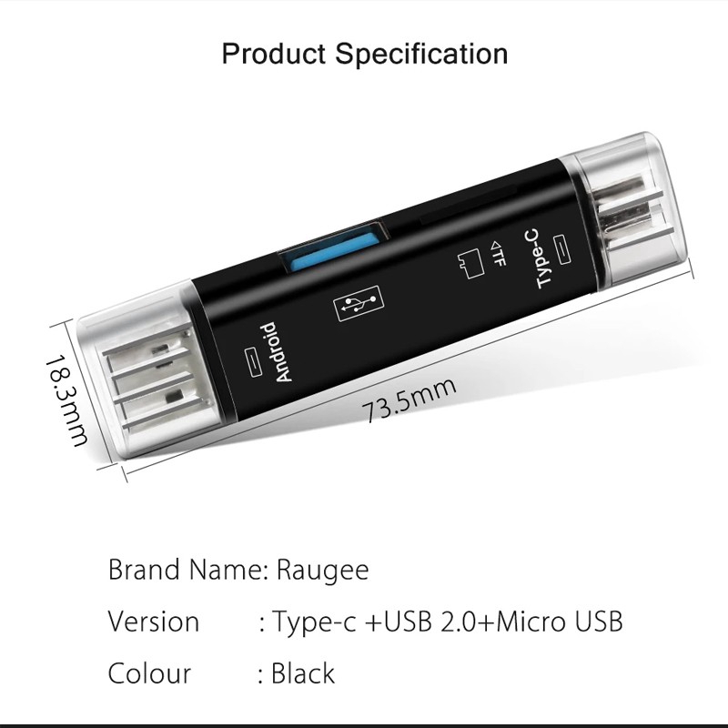 Đầu đọc thẻ OTG USB 3.0 loại C/Micro USB/TF 5 trong 1 chất lượng cao | BigBuy360 - bigbuy360.vn