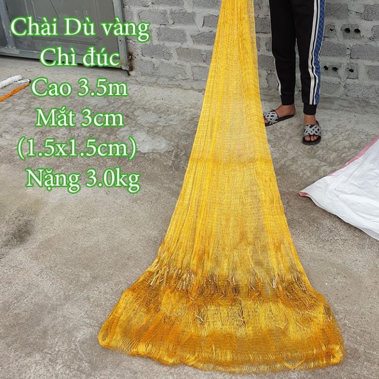 Chài Đánh Cá Chài Dù vàng cao 3m5 nặng 3kg mắt lưới 3cm