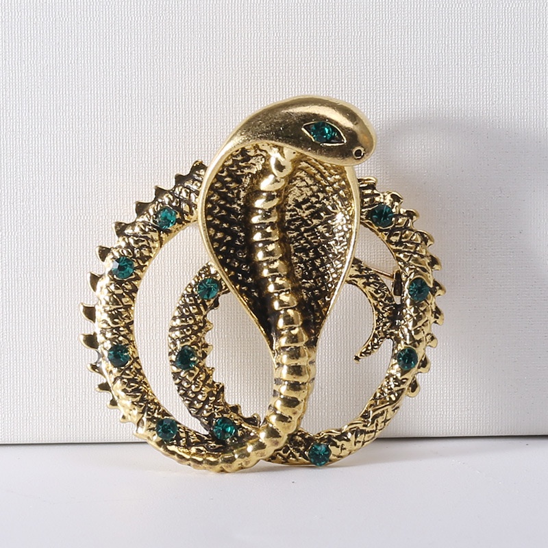 Ghim Cài Áo Hình Rắn Đính Đá Phong Cách Retro Thời Trang