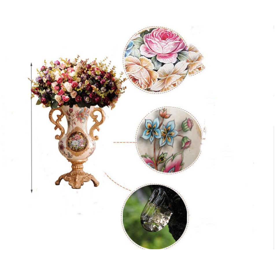 Bình hoa gam trắng điểm bông hoa đỏ nổi bật mang phong cách tân cổ điển BH22.