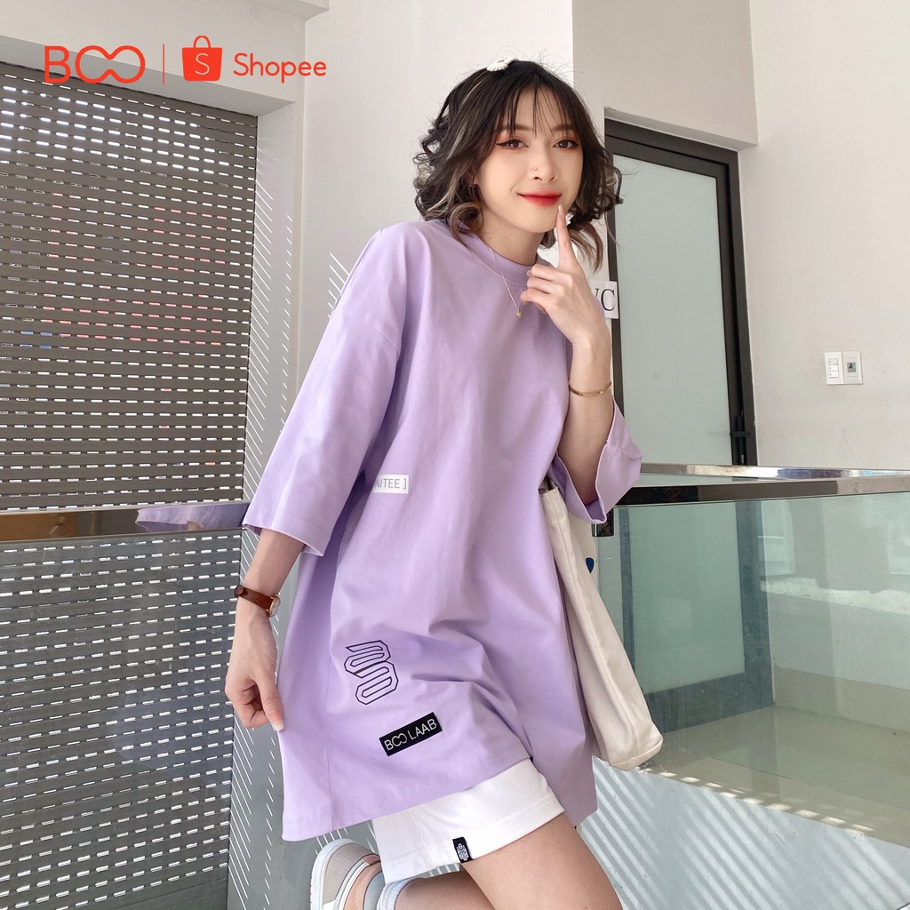 Áo Thun BOO Nam Nữ Unisex Oversize Dáng Rộng 100%Cotton In Logo BOOLAAB Phản Quang