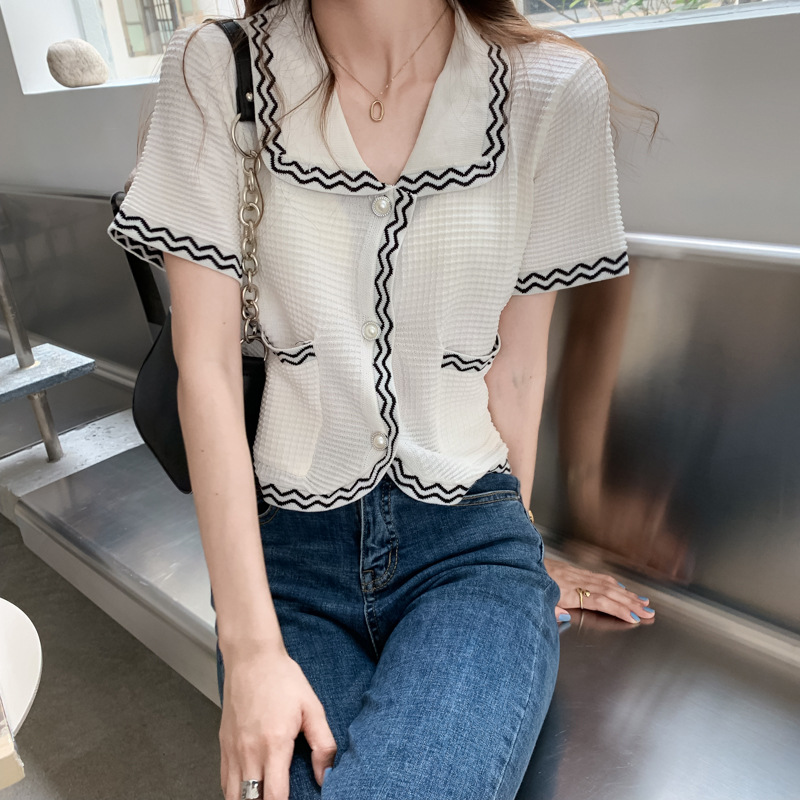 Áo Croptop Dệt Kim Cổ Búp Bê Xinh Xắn Thời Trang Cho Nữ