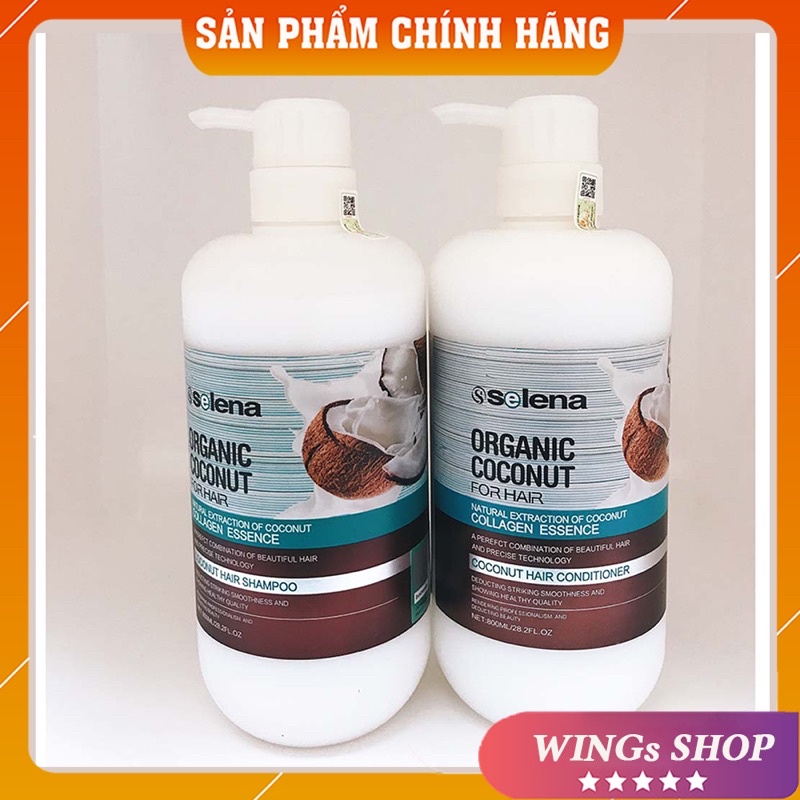 Cặp Dầu Gội Xả Selena Coconut Hương Sữa Dừa 800ML | Giảm Rụng Tóc, Hỗ Trợ Mọc Tóc