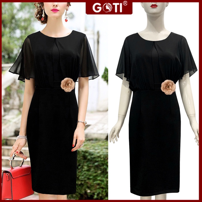 GOTI - Đầm Trung Niên Nữ Cao Cấp Vải Thun Co Giãn Tốt Cho Mẹ Dự Tiệc U50 U60  3308
