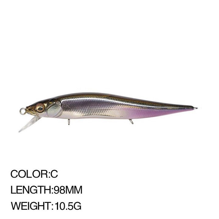 Mồi Câu Cá Giả Lure Suspend Minnow 10.5g, 98mm Chuyên Câu Cá Chẽm, Vược, Nhồng Biển