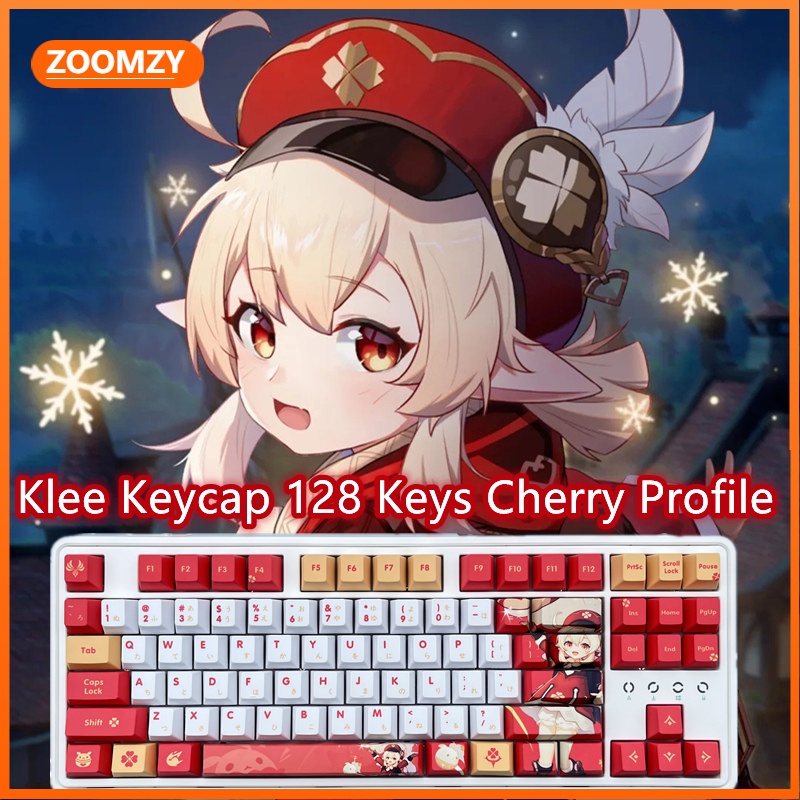 Klee Keycap Genshin Impact Keycap Cherry Profile PBT Dye Thăng hoa Bàn phím cơ Keycap Anime Keycap 128 Phím
