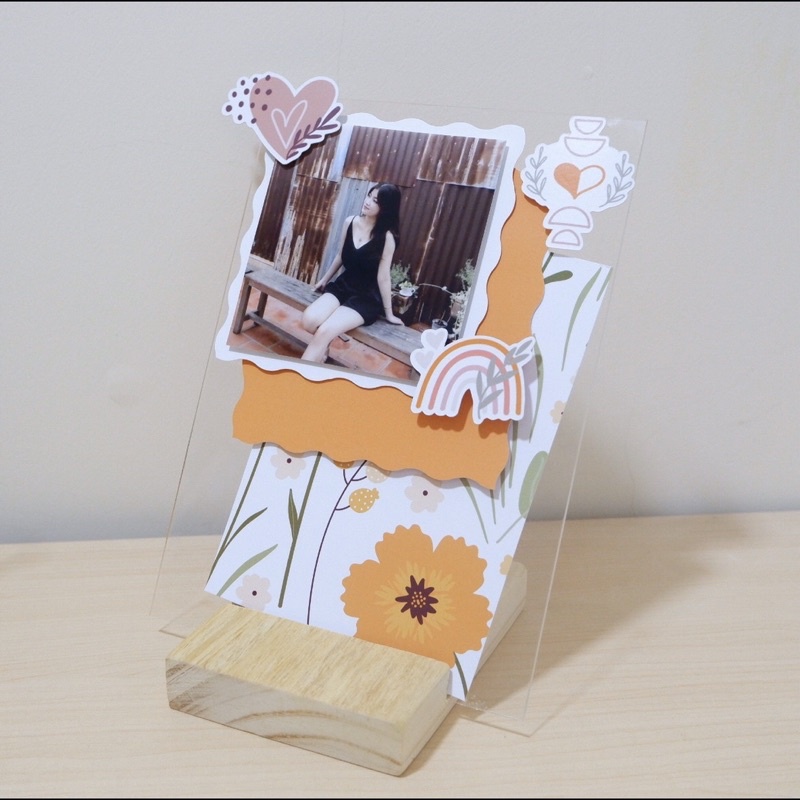 Khung Mica Trong Suốt + Đế Gỗ - Set DIY Tự Làm Khung Hình Quà Tặng