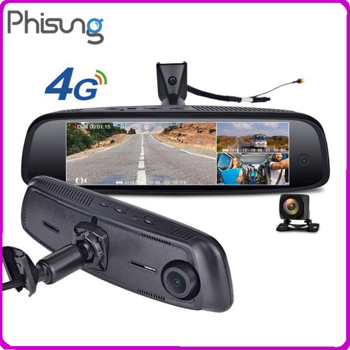 Camera hành trình cao cấp Phisung tích hợp 3 camera, 4G, Android, Wifi Mã  E09-3 - HÀNG CHÍNH HÃNG