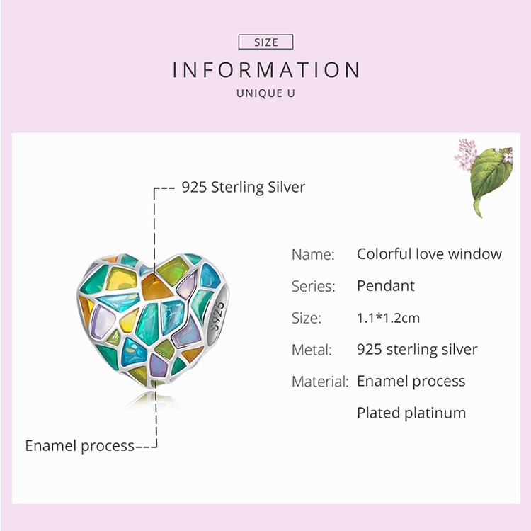 Mặt dây BAMOER bằng bạc 925 mạ vàng nhiều màu thời trang cho nữ