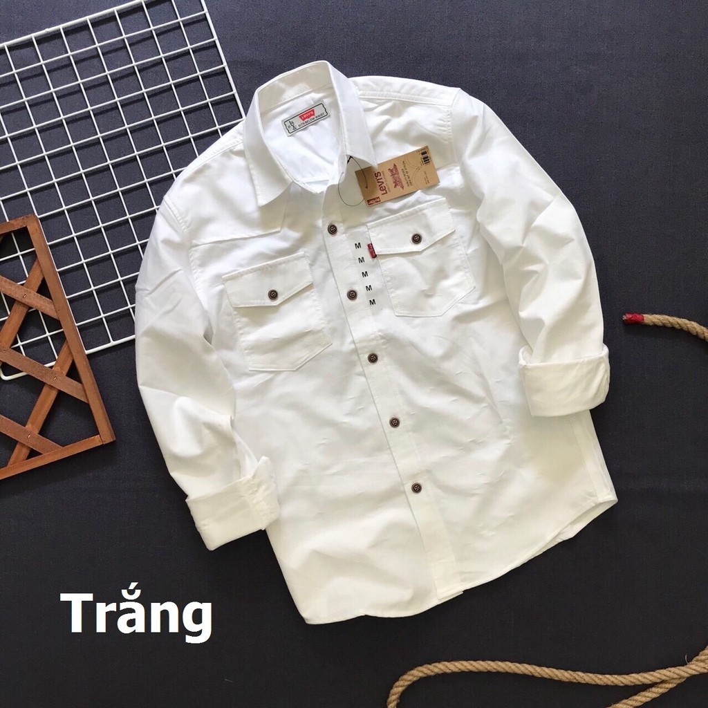 áo nam cotton Áo sơ mi nam denim dài tay thời trang 2018 phối túi cực đẹp ASMDBP018