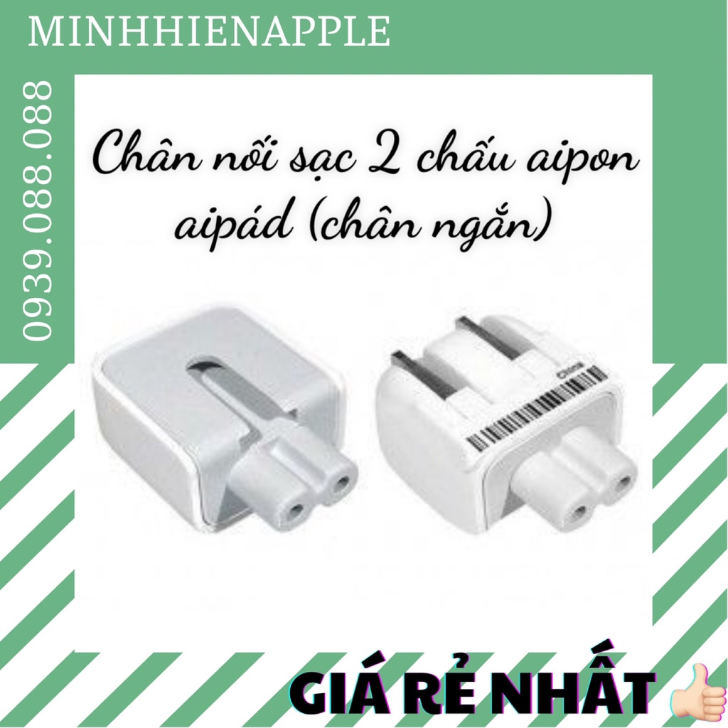 Chân nối sạc 2 chấu cho ip,tablet táo