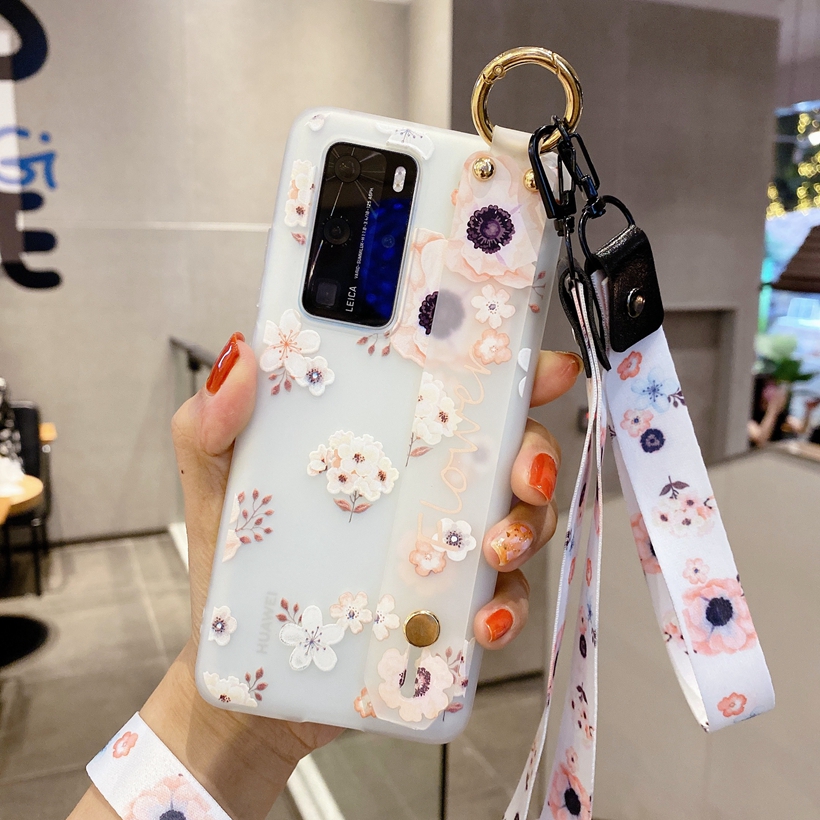 Ốp Điện Thoại Mềm Họa Tiết Hoa Có Dây Đeo Cho Samsung Galaxy A04s A04e Note 20 Ultra Note 10 Lite Note 10 + 9 8 S20 +