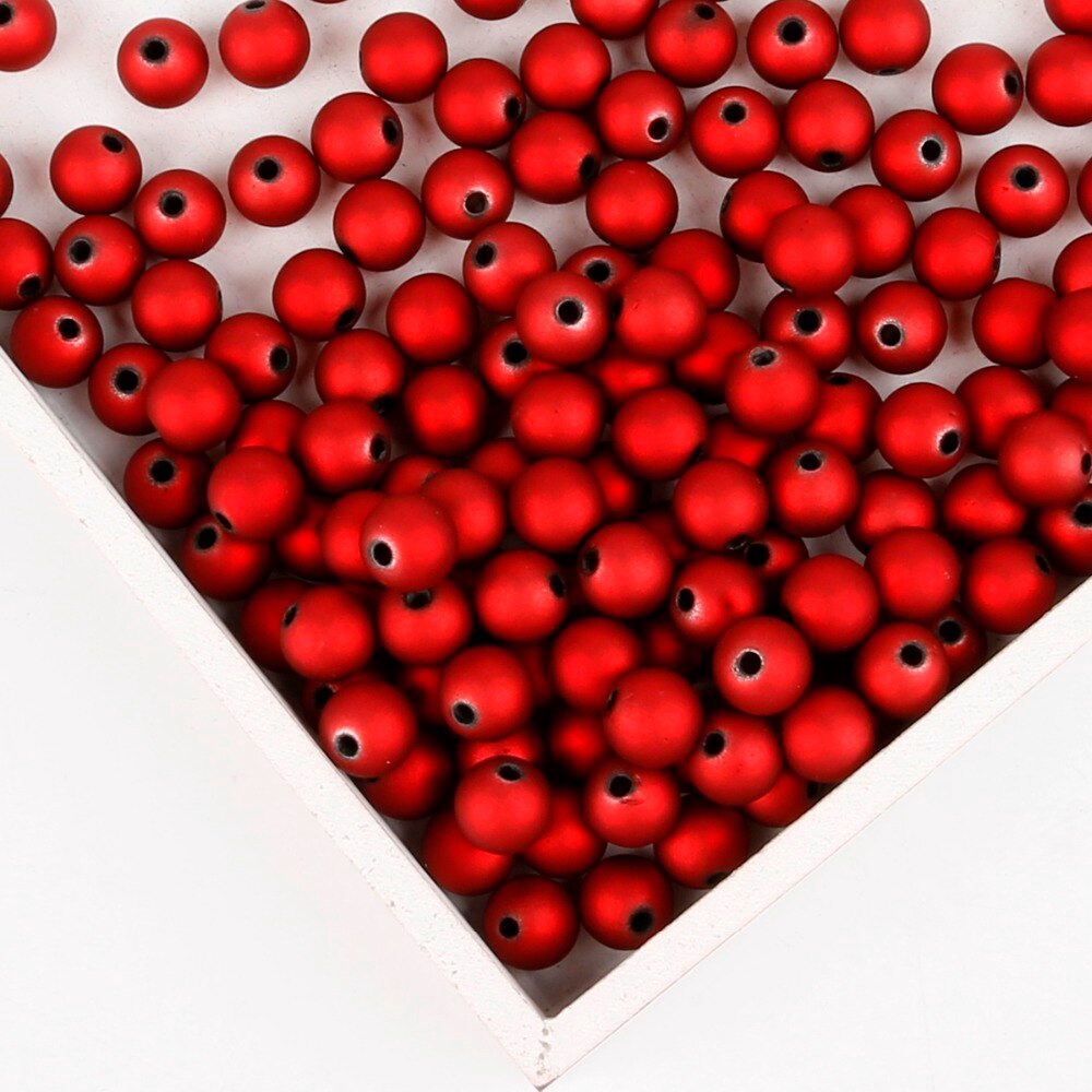 Hạt nhựa acrylic tròn nhám màu đỏ kích thước 6-16mm xỏ lỗ dùng làm trang sức
