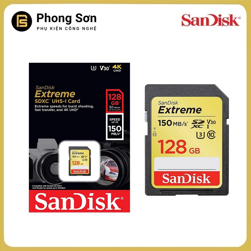 Thẻ nhớ SDXC128GB Extreme 150mb/s UHS-1 Sandisk