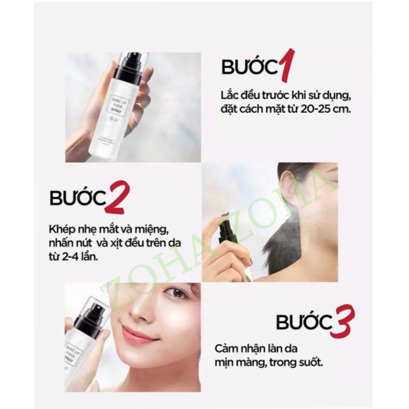 Xịt khoáng khóa lớp make up MAKEUP FIXER SPRAY ánh nhũ giữ lớp trang điểm lâu trôi và cấp ẩm tức thì cho làn da