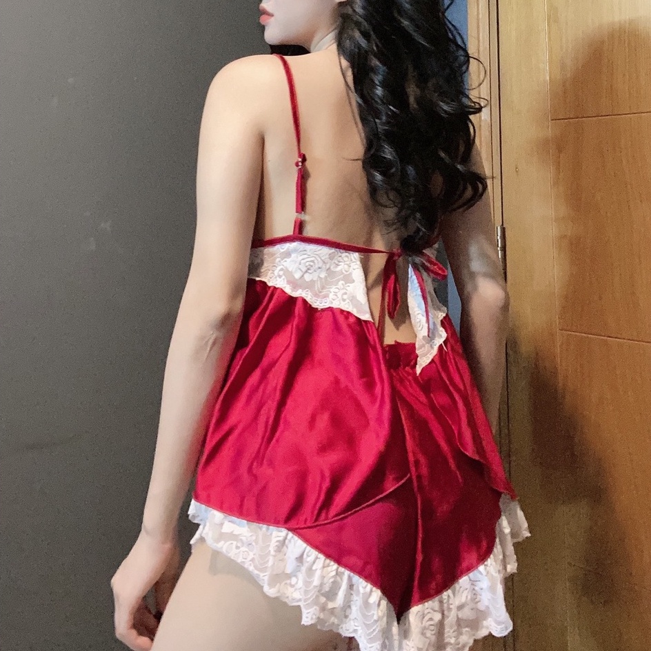 Đồ Ngủ Sexy 2 Dây Phối Ren Lai Quyến Rũ Lụa Satin Cao Cấp Mềm Mại Mặc Nhà Gợi Cảm Thoáng Mát Freesize - CN023 CINY | BigBuy360 - bigbuy360.vn