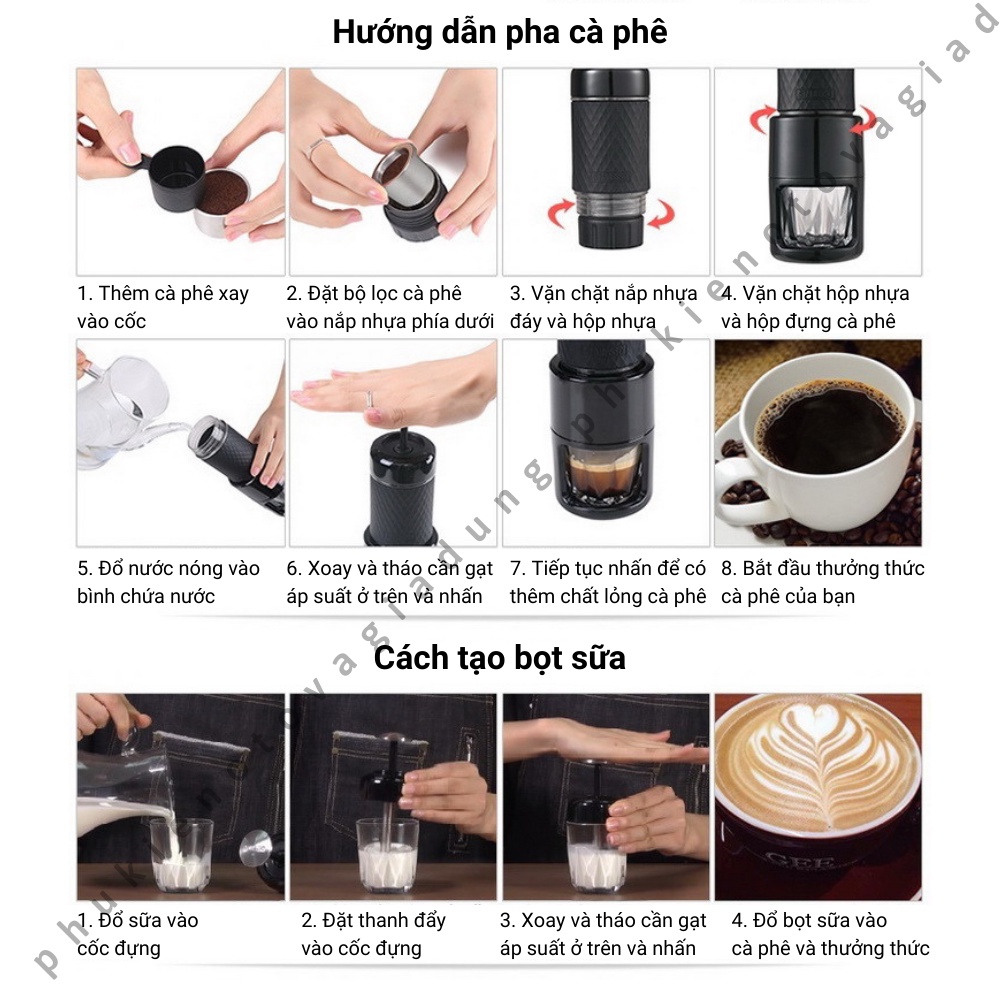 Máy pha cà phê cầm tay, máy pha cà phê mini STARESSO SP-200 Bản nâng cấp 2022- phukienotovagiadung