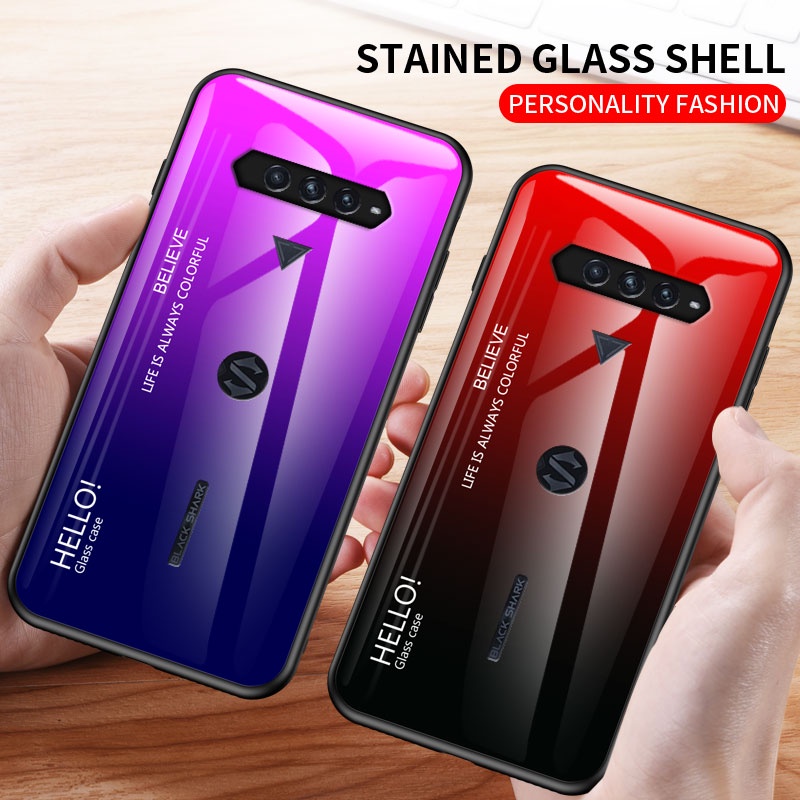 Ốp Điện Thoại Kính Cường Lực Bầu Trời Sao Viền Silicon Dẻo Chống Sốc Cho Xiaomi Black Shark 3 3s 3pro 4 4pro 5 5pro 5RS