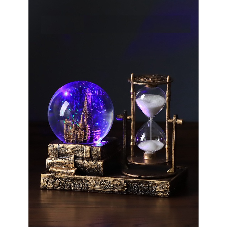 N09- Đồng hồ cát, trang trí quả cầu pha lê tháp Wafer đồ trang trí phòng khách, quà lưu niệm, quà tặng sinh nhật..A1