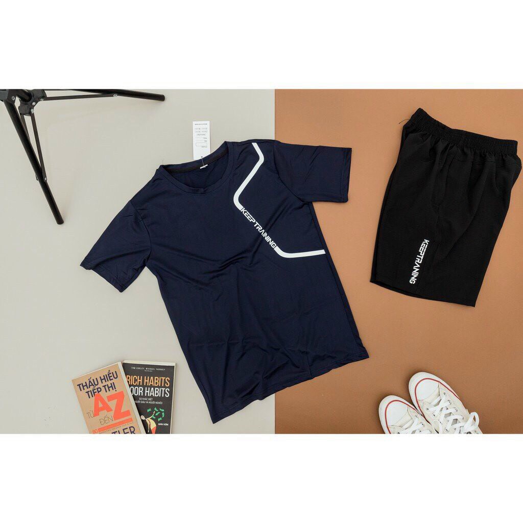 Bộ thun thể thao nam KEEPTRAINING 👉FREESHIP👈chất thun lạnh co dãn 4 chiều thoáng mát, nổi bật có kèm ảnh thật | BigBuy360 - bigbuy360.vn