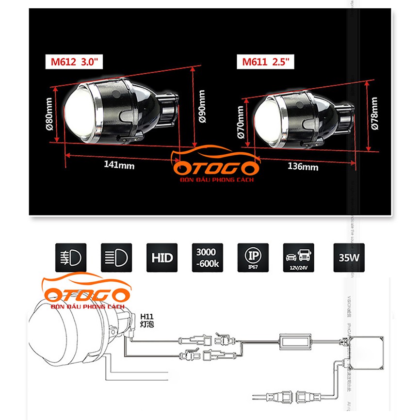 Đèn Gầm Cầu Bi Xenon IPHCAR 2,5 IN Pha Cos M-611