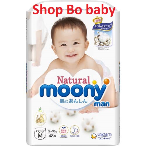 Tã/Bỉm Moony Natural Nội Địa Nhật Dán/Quần Dùng Cả Bé Trai, Bé Gái NB63/S58/M46/L38/L36/XL32