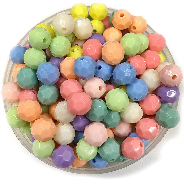 Set 30 Hạt Tròn Cắt Mặt Trang Sức 10mm 32 Màu