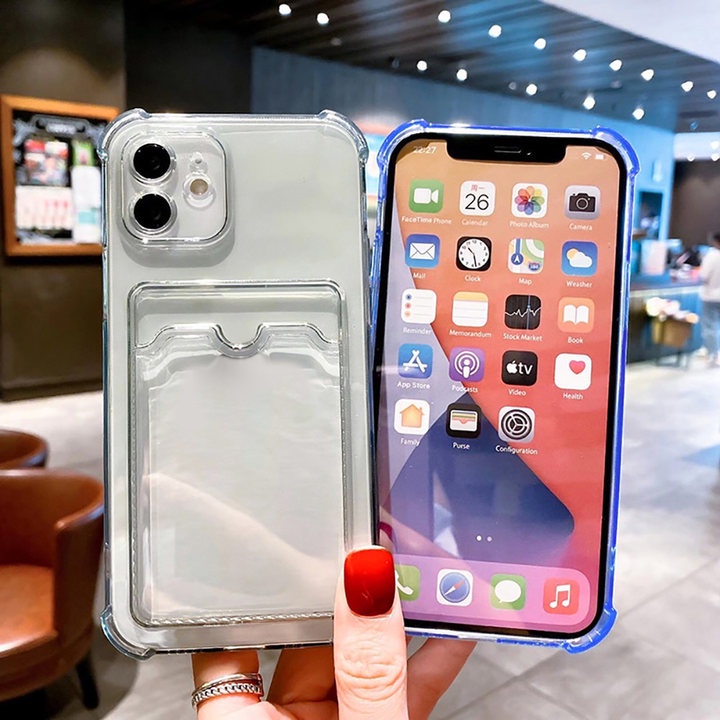 Ốp Điện Thoại TPU Dẻo Kèm Túi Đựng Thẻ Xiaomi Redmi 10 9A 9 9T 9C NFC Note 10 9 10s 11 10 Pro Max Mi 11 Lite Poco X3 M3 M2