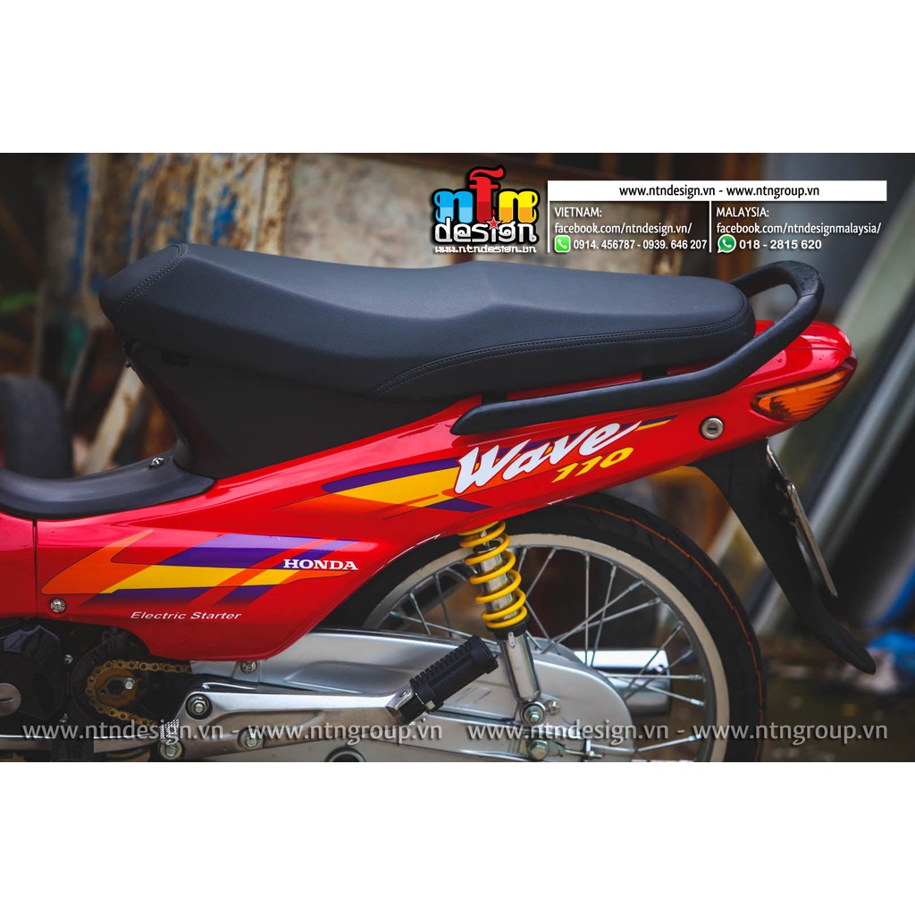 Tem Rời Dán Xe Wave  Nhỏ Mẫu Zin Đỏ 110 Cực Đẹp, Hàng 3 Lớp Chất Lượng Cao