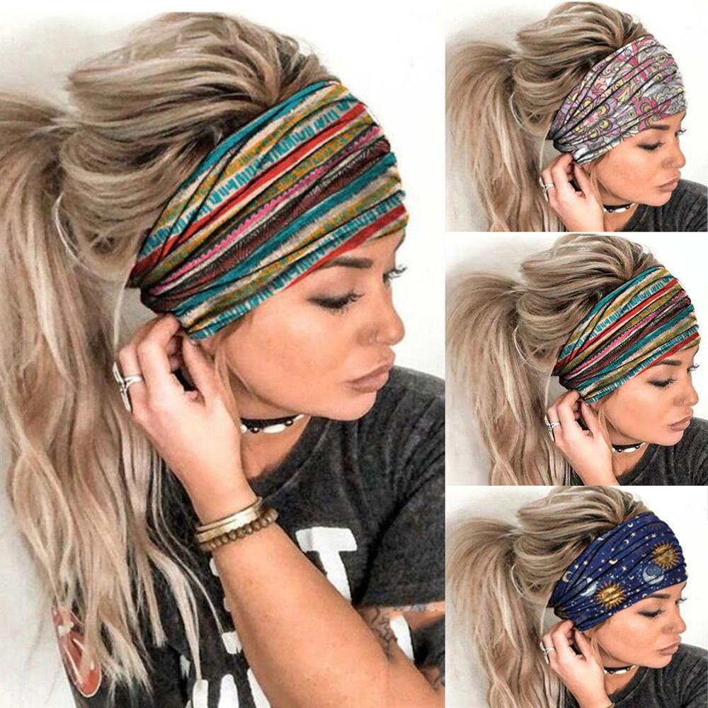 PINEVN Băng Đô Cài Tóc Bản Rộng In Họa Tiết Phong Cách Boho Đơn Giản Thời Trang Cho Nữ