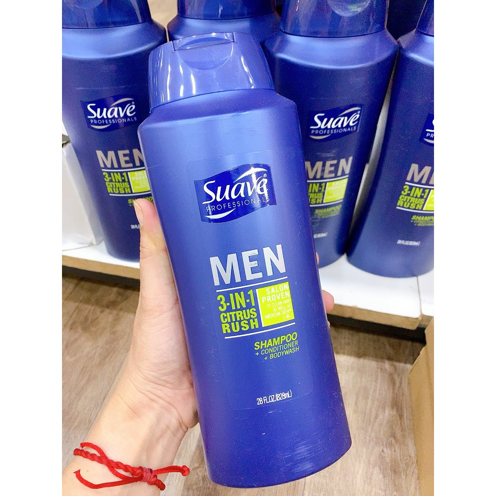 DẦU GỘI 3 IN 1 GỘI XẢ TẮM SUAVE MEN