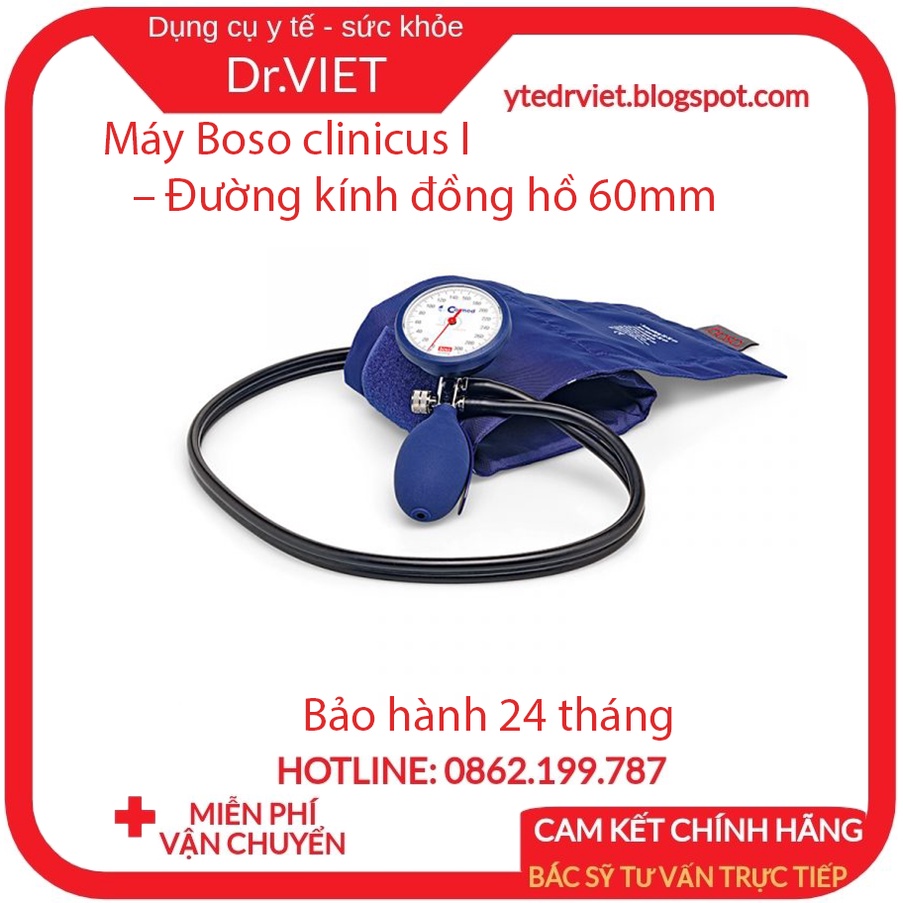 Máy đo huyết áp Boso clinicuss 1 MHA-CLINICUS1 đường kính đồng hồ 60mm. Độ chính xác cao, sử dụng dễ dàng DrViet