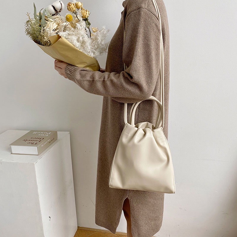 Túi Xách Da PU Cỡ Lớn Mềm Mại Màu Đen Phong Cách Hàn Quốc Cho Nữ