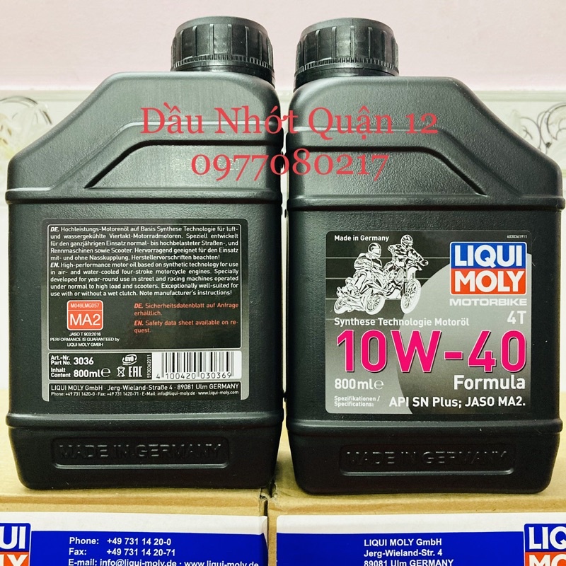 NHỚT XE MÁY LIQUI MOLY MOTORBIKE 4T 10W-40 FORMULA 800ML - 3036 Made in Germany