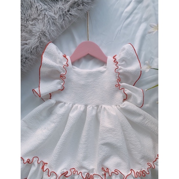 Váy trắng bèo nhún tiểu thư cho bé gái 5-16kg