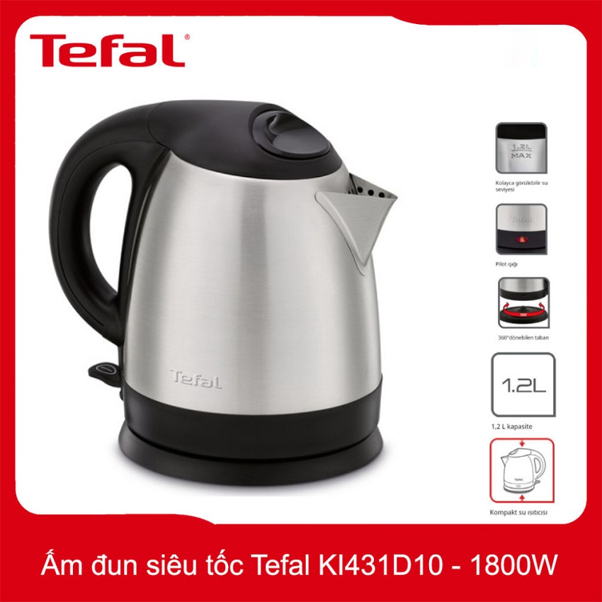 Bình đun siêu tốc Tefal KI431D10 - Inox - 1800W, 1.2L