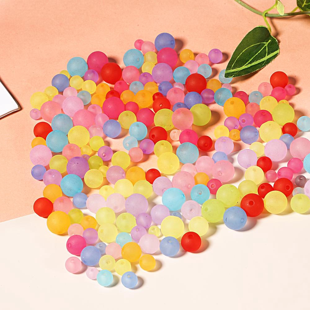 Hạt xâu chuỗi bằng nhựa acrylic hình tròn nhám trong suốt nhiều màu 4mm 6mm 8mm 10mm