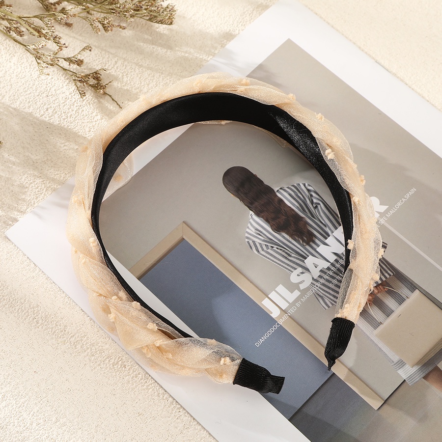 Băng Đô Cài Tóc Dạng Thắt Bím Phối Ren Lưới Thiết Kế Mới Phong Cách Hàn Quốc Dành Cho Nữ