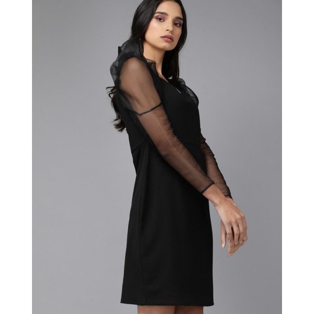 Đầm body công sở LOFT auth tuồn VNXK đầm body vải umi hai tay voan bồng organza xuất khẩu dư xịn