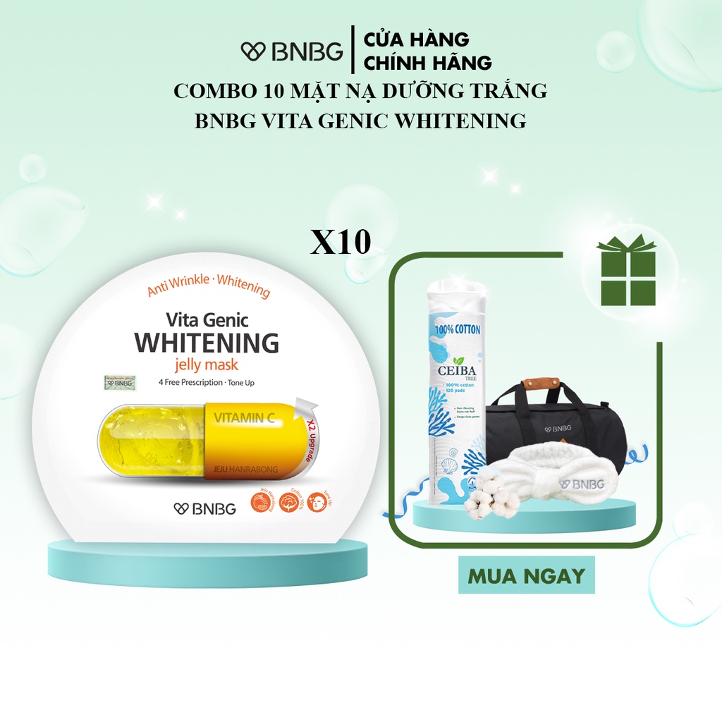 Mã FMCGMALL -8% đơn 250K Combo 10 mặt nạ dưỡng trắng da BNBG Vita Genic