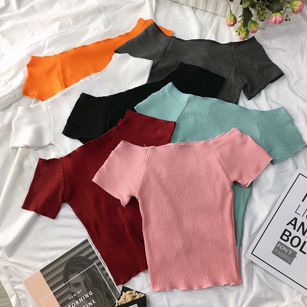 [ SALE kèm clip thật  ] Áo bẹt vai gân hình thật U2102