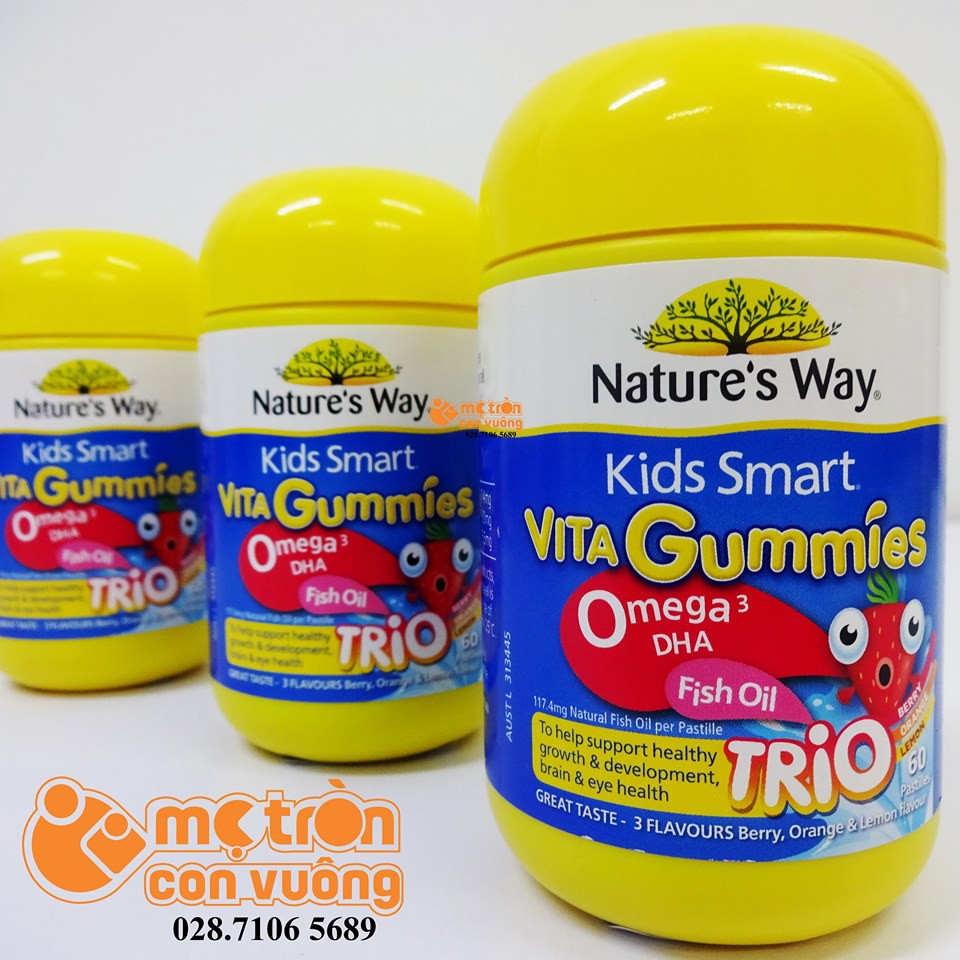 Kẹo Kids Smart bổ sung Omega 3, DHA, dầu cá 60v (2 tuổi+)